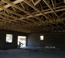 Vue de l'intérieur, charpente   film sous toiture ... ça fait sombre