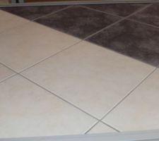 A gauche, le salon et &agrave; droite la salle de bain