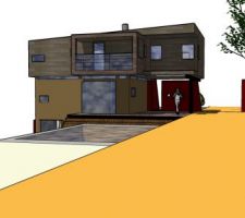 Le RDC est en monomur : salle cuisine 32 m2 
Le premier étage en bardage bois isaolation ouate de cellulose et OSB : 3 chambres.
Surface : 80 m2 environ