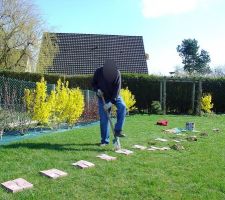 Mise en place des pas dans le jardin