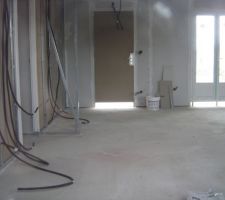 Salon avec vue sur la porte d'entrée.
