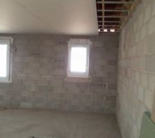 Le plafond de l'étage... ici nous voyons la fenêtre de la salle de bain