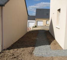 Rattrapage de la différence de niveau entre le voisin et ma maison, ce n' était pas gagné au départ, mais avec les bonnes volontés nous y sommes parvenus