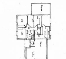 Salon séjour: 40m2
chbre 1:13m2
chbre 2 et 3 :10m2
cuisine: 10m2
salle de bain: 8m2
cellier avec faux grenier :8m2
garage : 21m2

TOIT TERRASSE SUR SALON SEJOUR