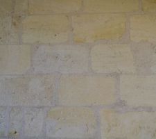 Le mur en pierre apparente du salon