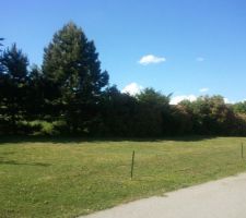 C&ocirc;t&eacute; nord future vue depuis l'entr&eacute;e de la maison et du garage.