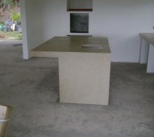 Enduit mineral ilot central cuisine