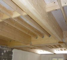 Poutres lat&eacute;rales et solives tous les 250 mm.