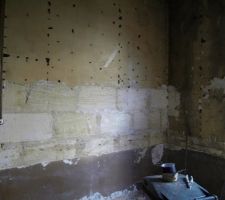 Piece 1  décapage des murs pour mettre les pierres apparentes