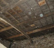 La fameuse charpent ou je doit accrocher un plafond de la deuxieme panne au mur du fond qui est mitoyen