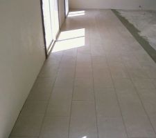 Cuisine et salle à manger, pose du carrelage