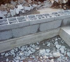 Alignement du mur sur les fondations