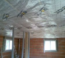 Frein vapeur etage pos&eacute; avec au dessus ses 300mm de laine de verre