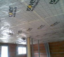 Frein vapeur etage pos&eacute; avec au dessus ses 300mm de laine de verre