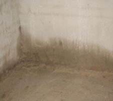 Photo prise le 26 juin, c'est l'arrière du garage, à côté de la porte de service, l'humidité commence déjà à remonter.