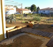 Terrasse avec jardinères pour potager