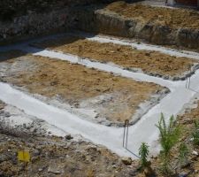 Fondations coulées. Piquets bien en vue