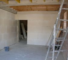Cloison carreaux de plâtre séparation garage-habitation