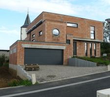 Allée de garage   Mur en L béton et palissades