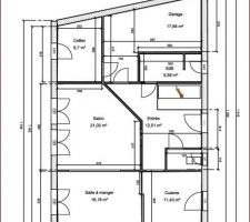 Plan du rez de chaussé à partir du 1er exemple de l'architecte