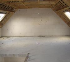 Charpente et velux vu de l'étage