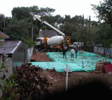 D&eacute;but du coulage de la dalle
