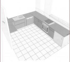 Vue de la cuisine avec la fenêtre au dessus de la plaque de cuisson