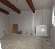 Chambre nord &agrave; l'&eacute;tage le placo est pos&eacute;