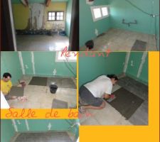 La salle de bain de l'&eacute;tage : d&eacute;molition, cloisonnage, placo et d&eacute;but du carrelage