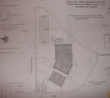 Plan de masse de l'implantation de notre maison et de la fosse toutes eaux.
Heureusement qu'on a un grand terrain !!!