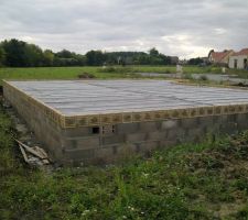 Pose des dalles de béton
