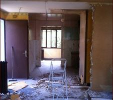 Vue de la cuisine ouverte sur salon apres decoupage des cloisons