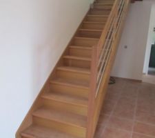 Escalier vue de l'entrée (bois   lisses alu)