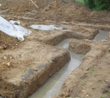 Coulage des fondations par temps de pluie...