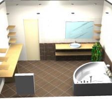 Vue 3D de l'extérieur de la maison vers l'intérieur