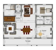 Voici le plan du rez-de-chaussée modifié à mainte reprise, là ça ne devrait plus bouger...du moins je l'espère.