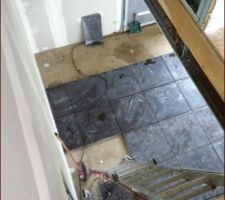 Sol en pierre bleue en cours