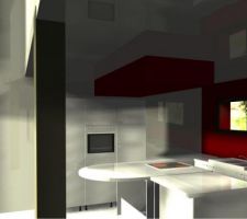 Quelques perspectives réalisées avec KitchenDraw... (super logiciel au passage free pendant 20h) Ici le projet de coffrage pour le groupe aspirant peint en framboise
