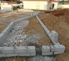 La terrasse et l'emplacement du poteau