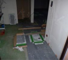 L'entree de la maison les cartons et le bois sont pour prot&eacute;ger le carrelage pos&eacute; fraichement! lol