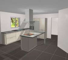 La cuisine ( manque le mur ou il y a le porte donnant sur la terrasse