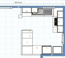Plan envisagé pour la cuisine