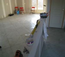 Carrelages 60x60 entr&eacute;e salon s&eacute;jour.