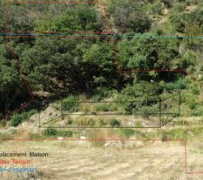 Trac&eacute; des parcelles du terrain , de l'implantation de la maison , du canal d'irrigation