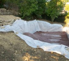 Fouille, géotextile et sable de l'épandage