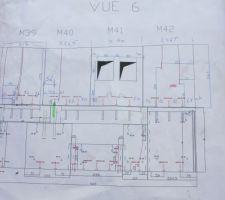 Plan de pose des morceaux des murs de l'étage (côté ouest)