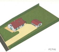 Voici un plan 3D de la maison sur le terrain de 1650m&sup2;