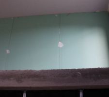 Cloisons "vertes" spéciales pour la salle de bains du haut. Par contre, pour le cabinet du bas, ce sont des cloisons normales