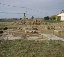 Décapage des terres autour des puits