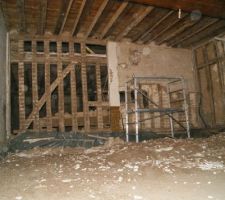 Mise &agrave; nu des colombages
Casse de faux plafond platre   latte remplis d'avoine : bonjour la poussi&egrave;re : ce fut terrible